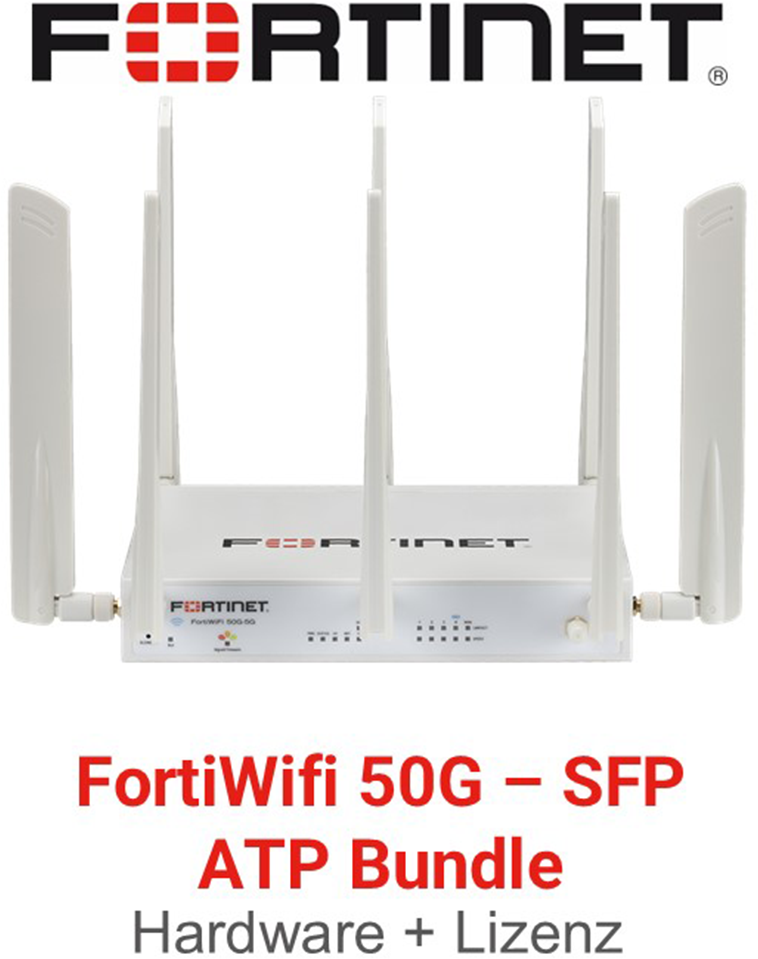 Fortinet FortiWiFi 50G SFP Firewall Hardware + Advanced Threat Protection (ATP) Lizenz Vorderseite