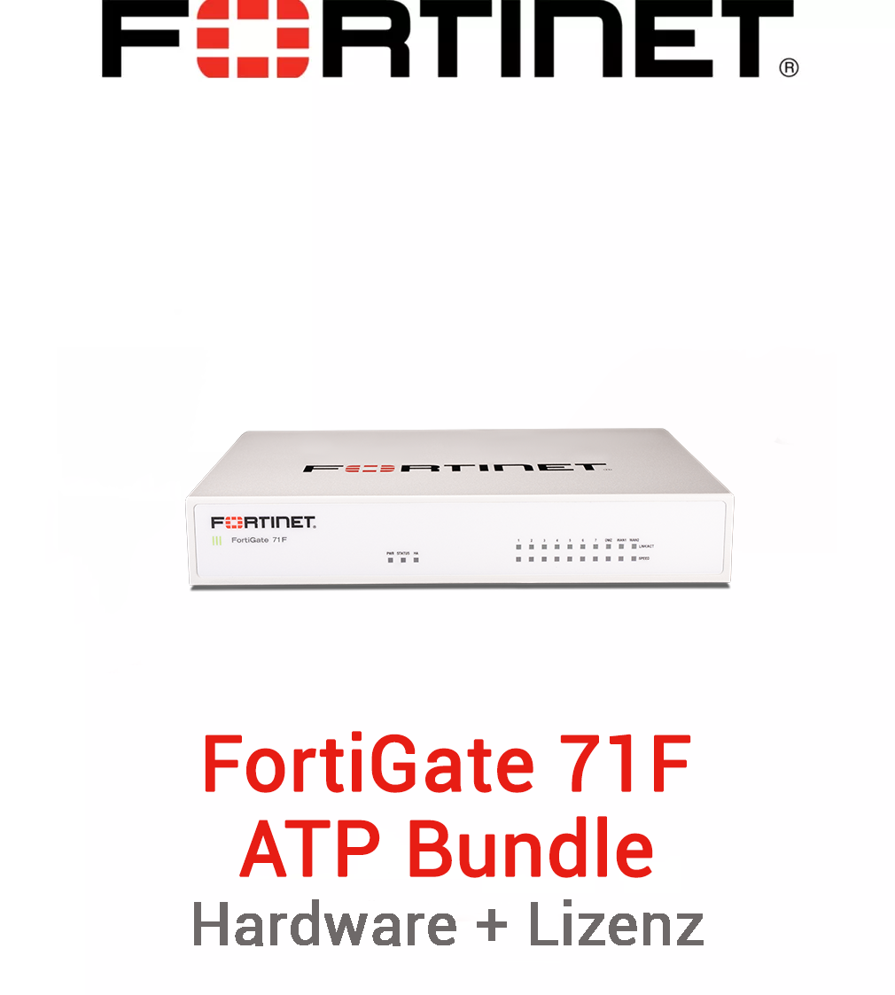Fortinet FortiGate 71F Firewall Hardware + Advanced Threat Protection (ATP) Lizenz Vorderseite