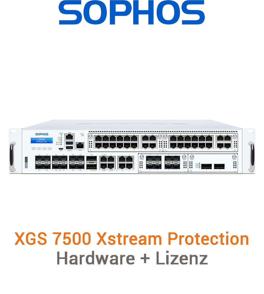 Sophos XGS 7500 Firewall Hardware + Xstream Protection Lizenz Vorderseite